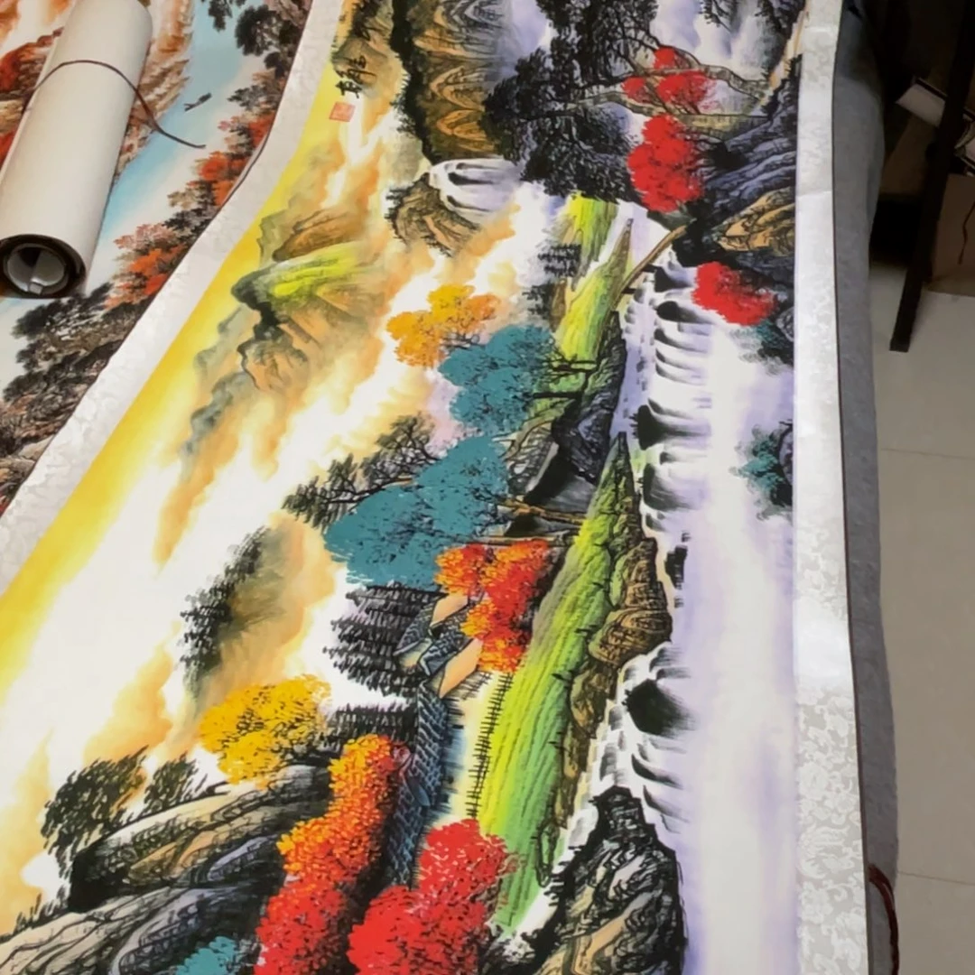 富山宝地八尺大横幅东方美学浓墨重彩装饰画26080