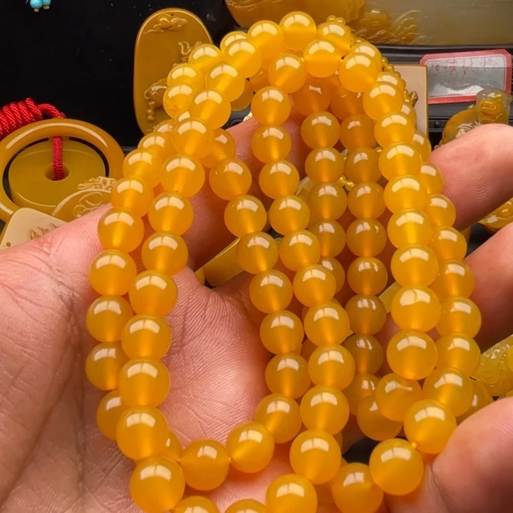 石英质玉（黄龙玉）银S925镶嵌颈饰小*芳