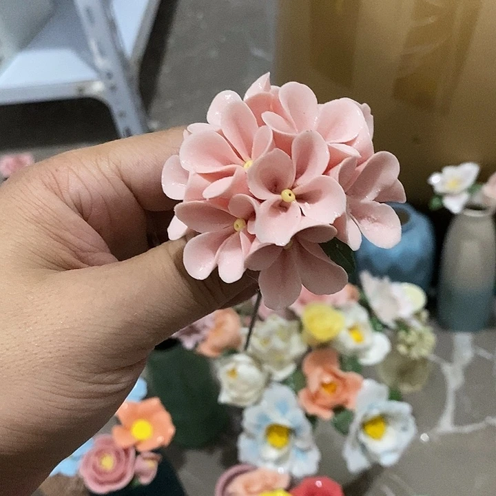 瓷片纯手工陶瓷花摆件瑕