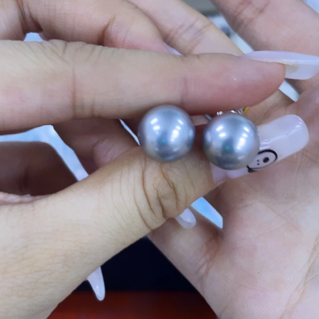 银S925镶嵌海水珍珠耳饰