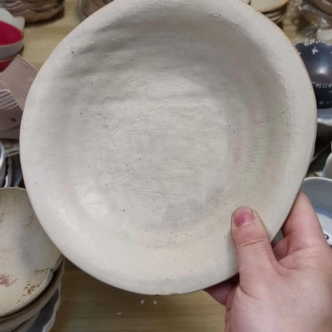 瓷片微瑕粗陶九寸草帽深盘两个一组