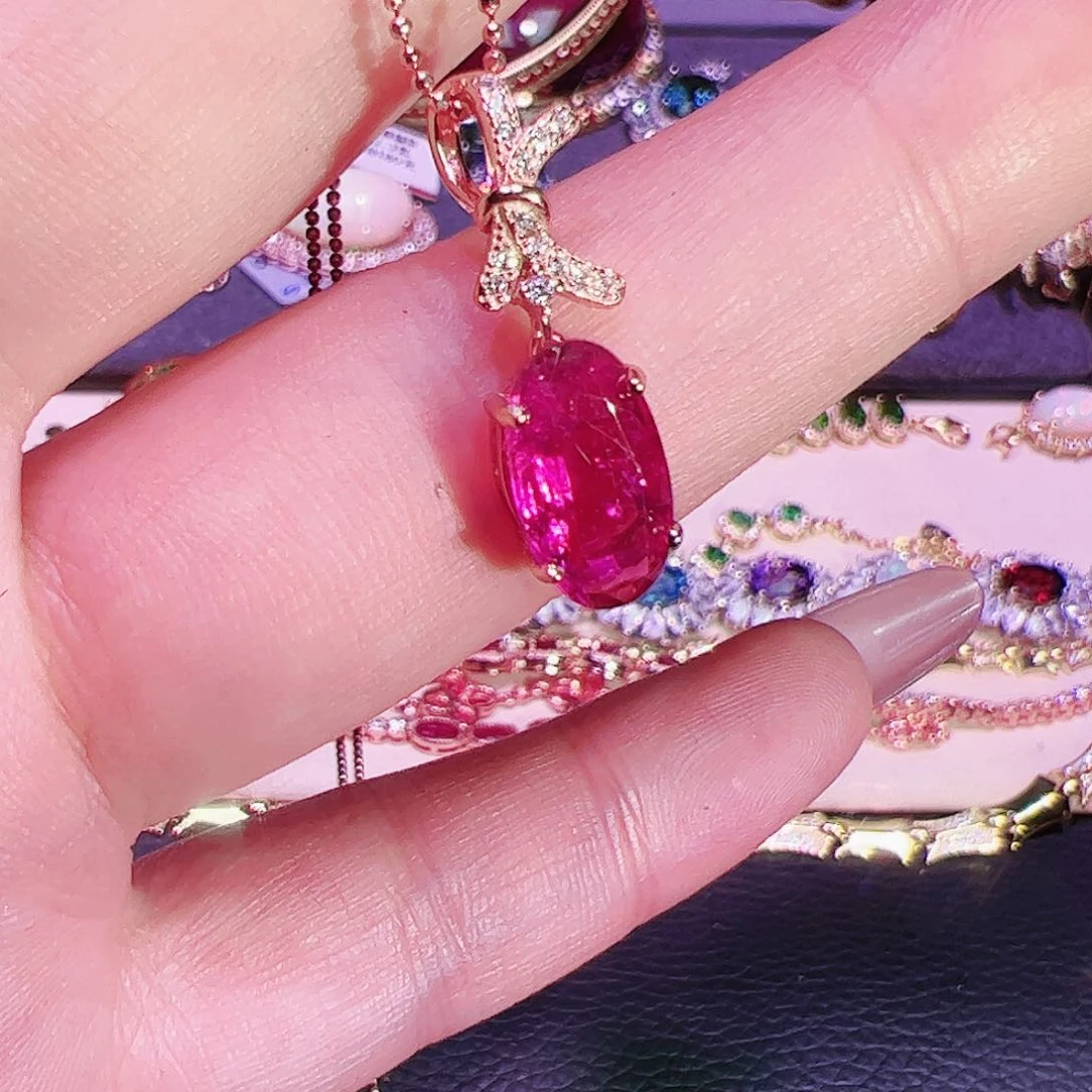 碧玺碧玺吊坠银S925镶嵌