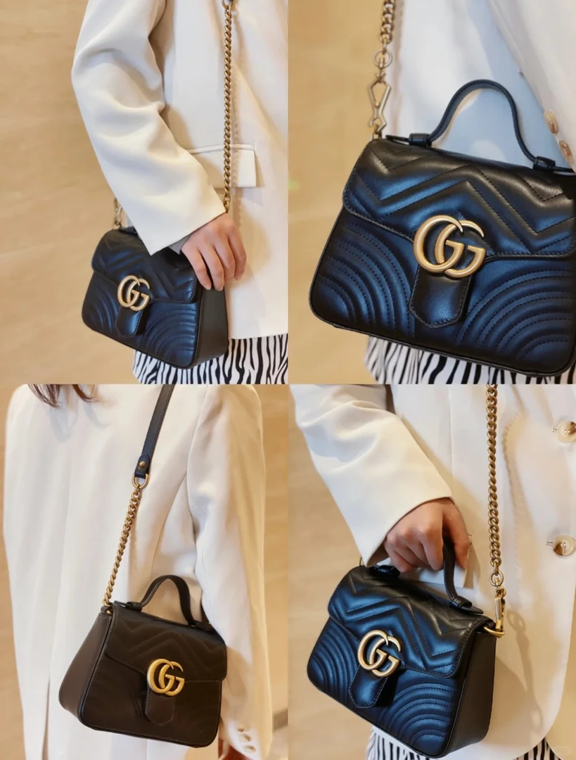 99新 GUCCI/古驰 marmont邮差黑金/99新/优选