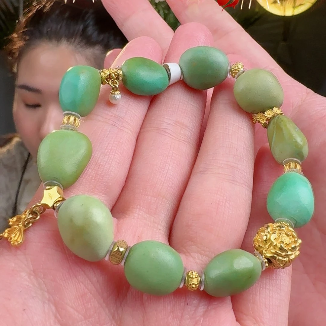绿松石珠宝奇石18K金镶嵌
