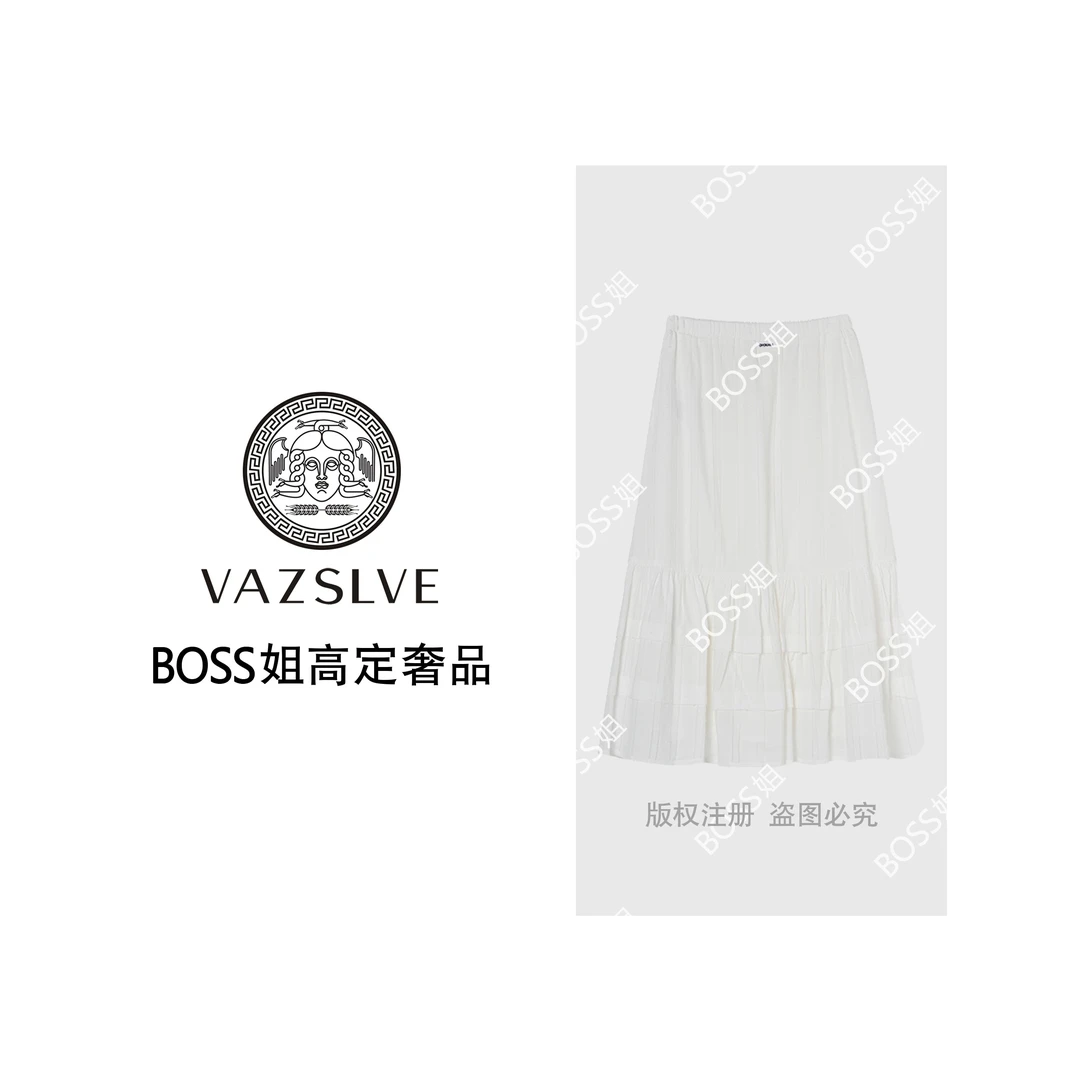 VAZSLVE/原创设计 花边法式抽褶蛋糕裙半身裙女春季新款 2344