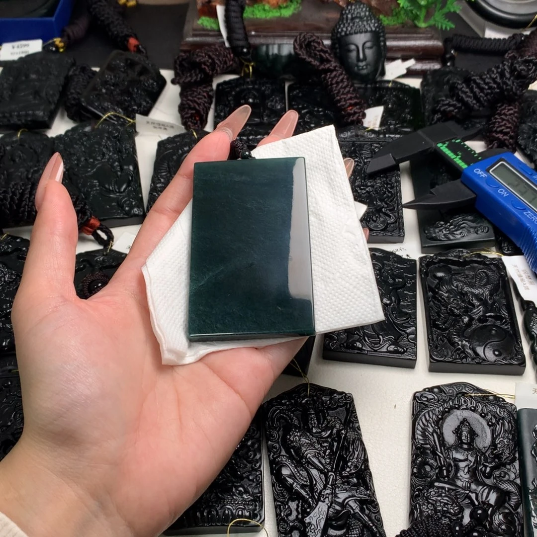 翡翠未镶嵌挂件天然缅甸a货钢琴黑挂件