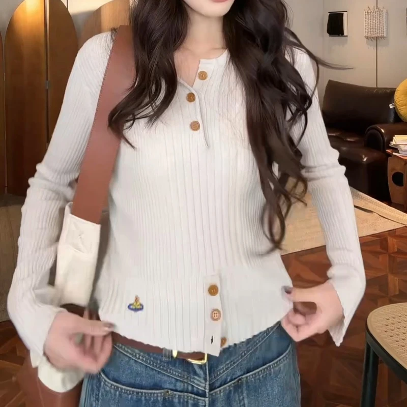 【土星韵味】秋季新款女装百搭显瘦修身长袖针织衫LK2507238