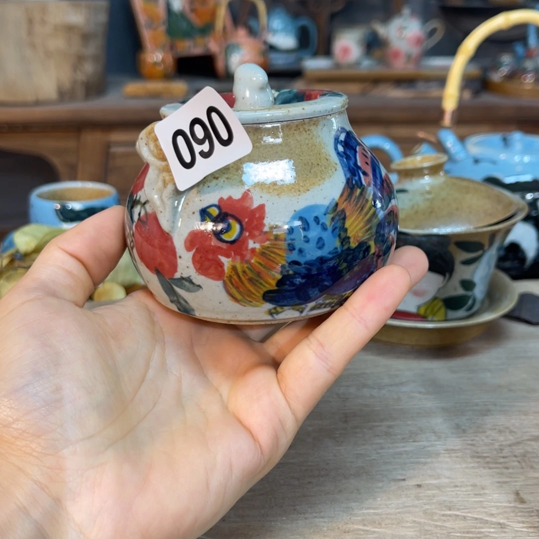壶素浅陶瓷手工手绘