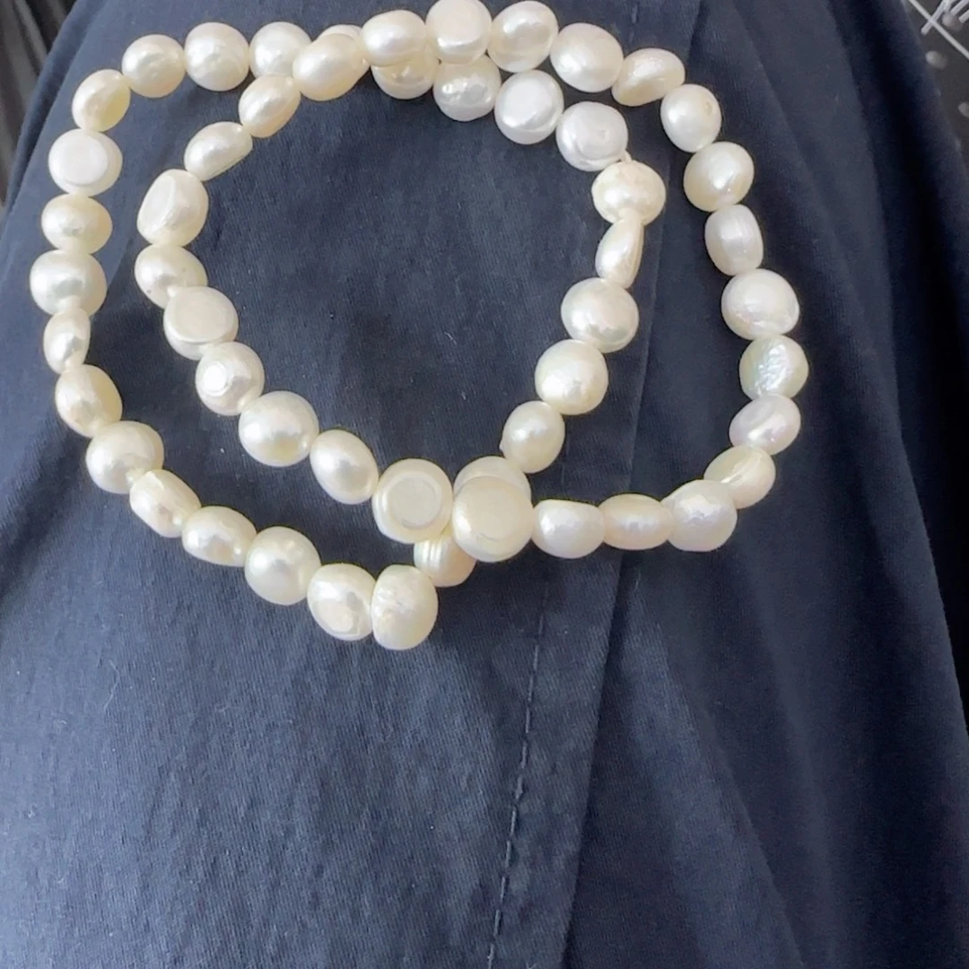 未镶嵌淡水珍珠耳钉弹力手链