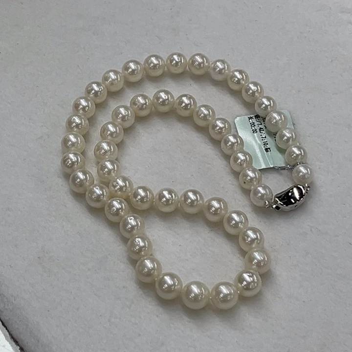 项链银S925镶嵌海水珍珠7-10mm