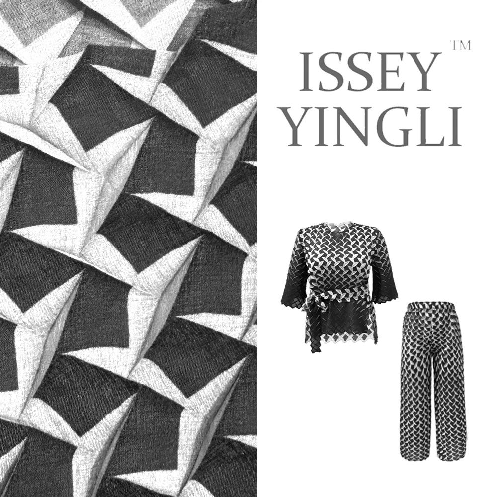 宅宅褶皱新款重工褶女士套装时尚百搭上衣气质女士裤子套装2493