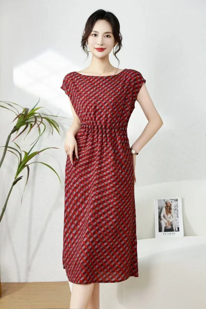 27碎花气质时尚显瘦中长款连衣裙