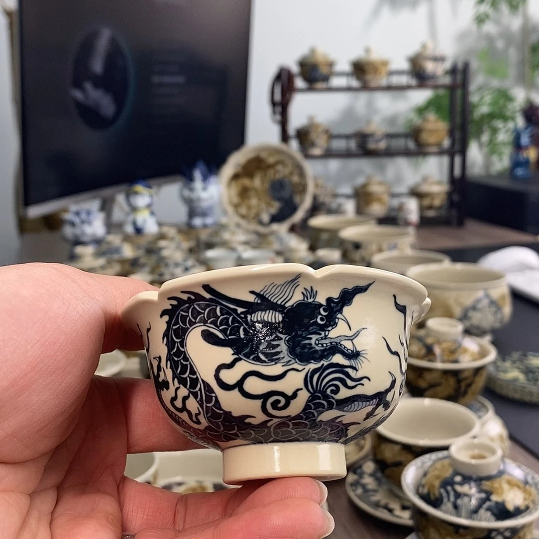 盖碗風***舒景德镇手工手绘茶具