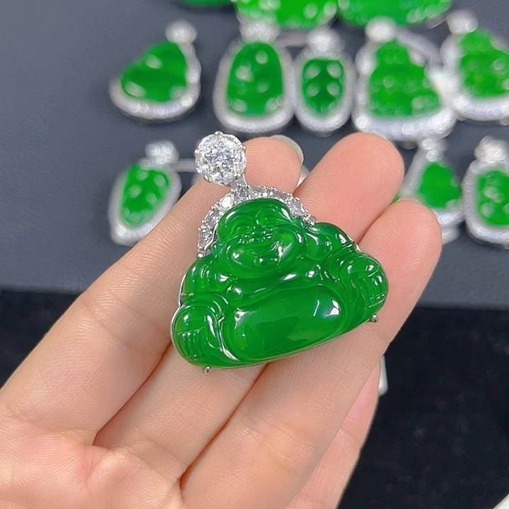 翡翠银S925镶嵌吊坠(不含链)