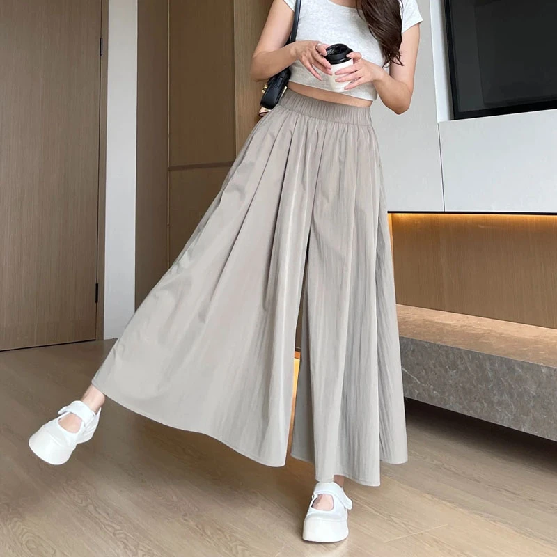 冰丝山本裙裤女裤子夏季薄款2025新款夏天爆款高腰休闲九分阔腿裤