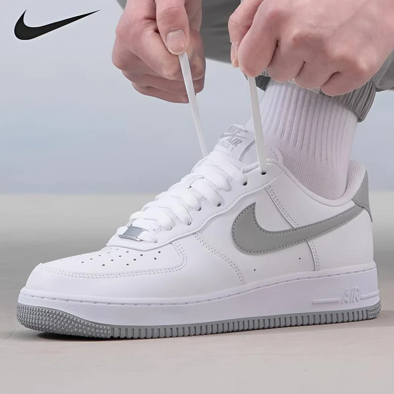 NIKE/耐克AIR FORCE 1 AF1灰白空军一号低帮小白鞋运动休闲板鞋