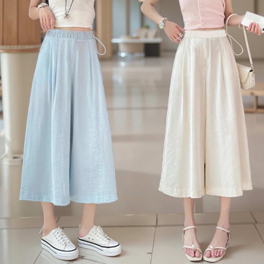 孕妇阔腿裙裤夏季2025新款孕期不勒肚子小个子垂感八分裤裙薄款