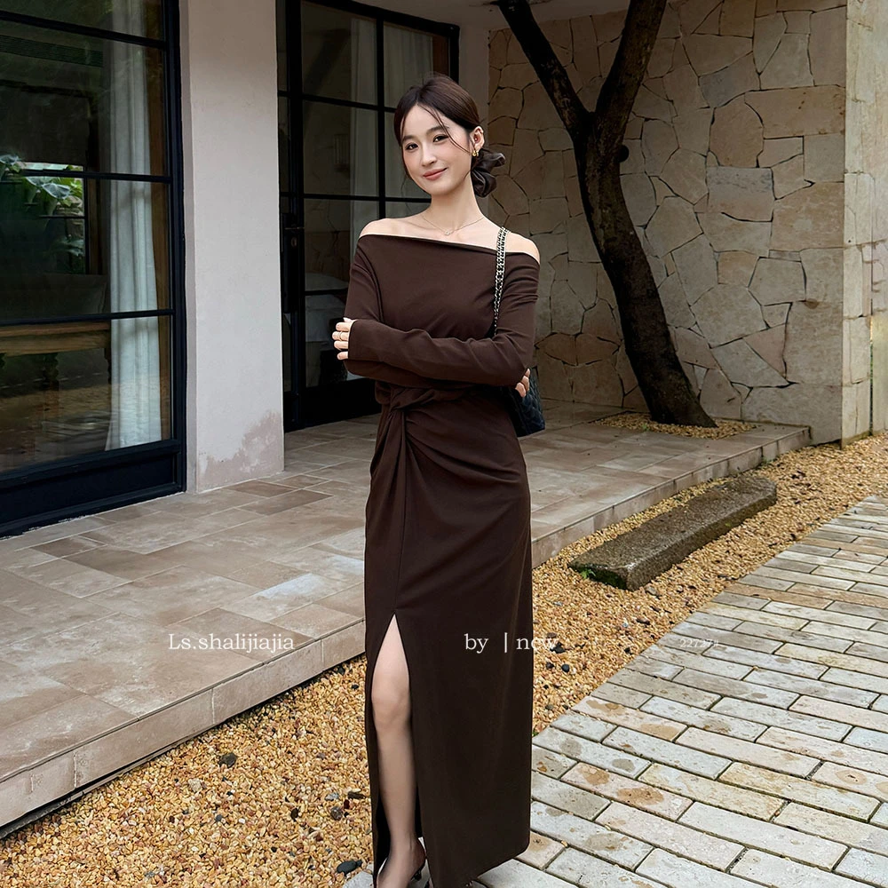 优雅知性极简通勤连衣裙广州十三行2025早秋新品时尚气质显瘦裙子