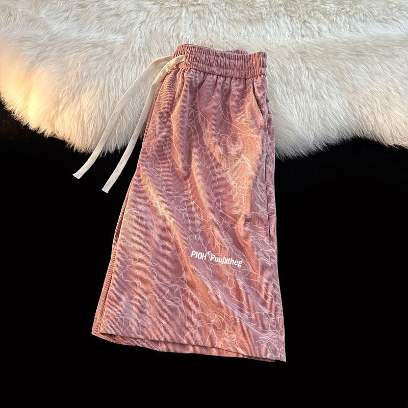 扎染刺绣休闲短裤男士夏天沙滩裤衩潮牌宽松大码运动五分裤子男款