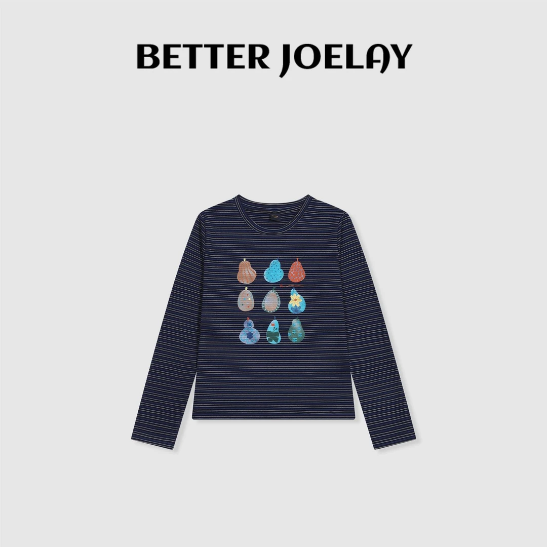 BETTER JOELAY-【彩梨印花】百搭简约T恤长袖潮流休闲KH3652
