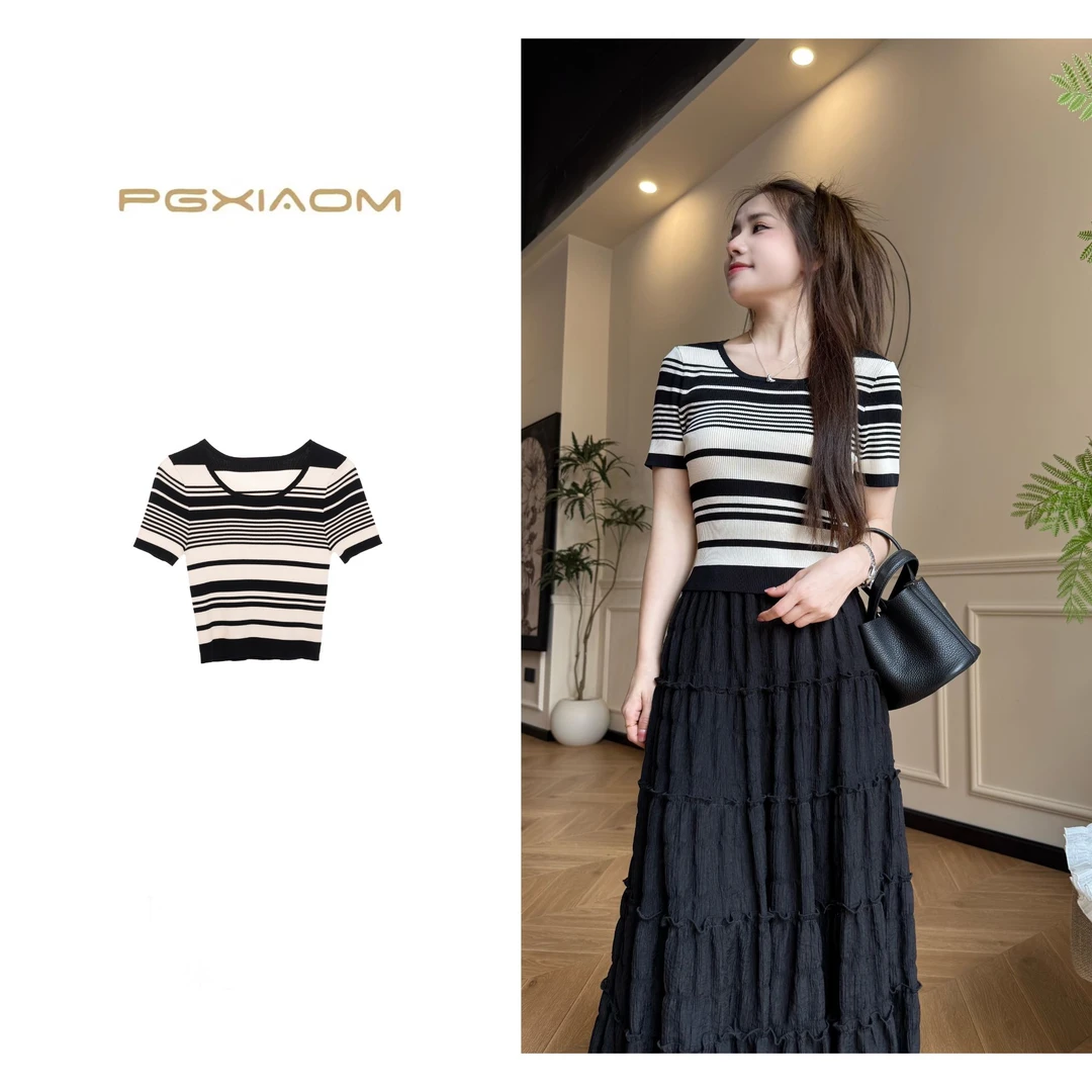【PGXIAOM】润秀定制条纹针织上衣SY9857