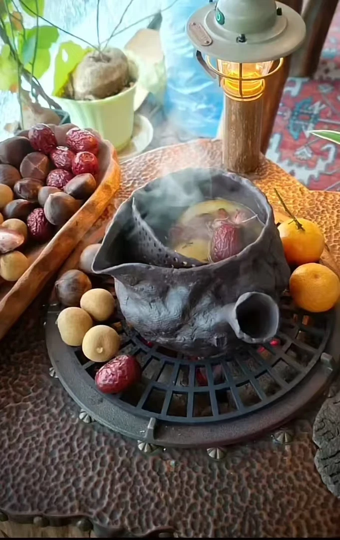 【柴烧茶器】手工 手捏 柴烧烤茶罐 800cc