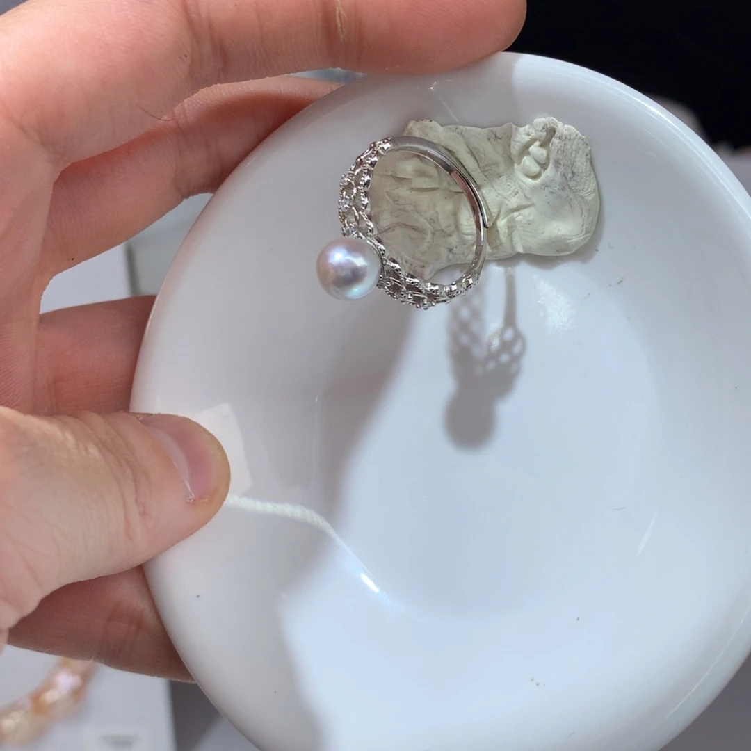 光***谁海水珍珠戒指银S925镶嵌