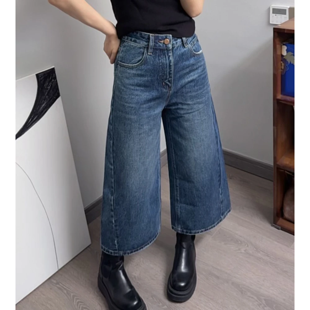 【100棉牛仔女裤】定制高货八分喇叭阔腿裤直筒水洗牛仔裤秋季新款