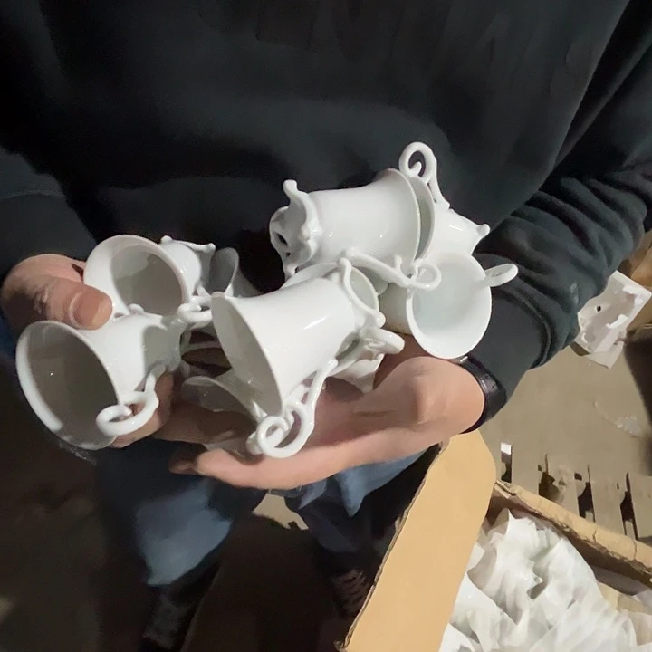 瓷片景德镇陶瓷高脚妲己杯10只