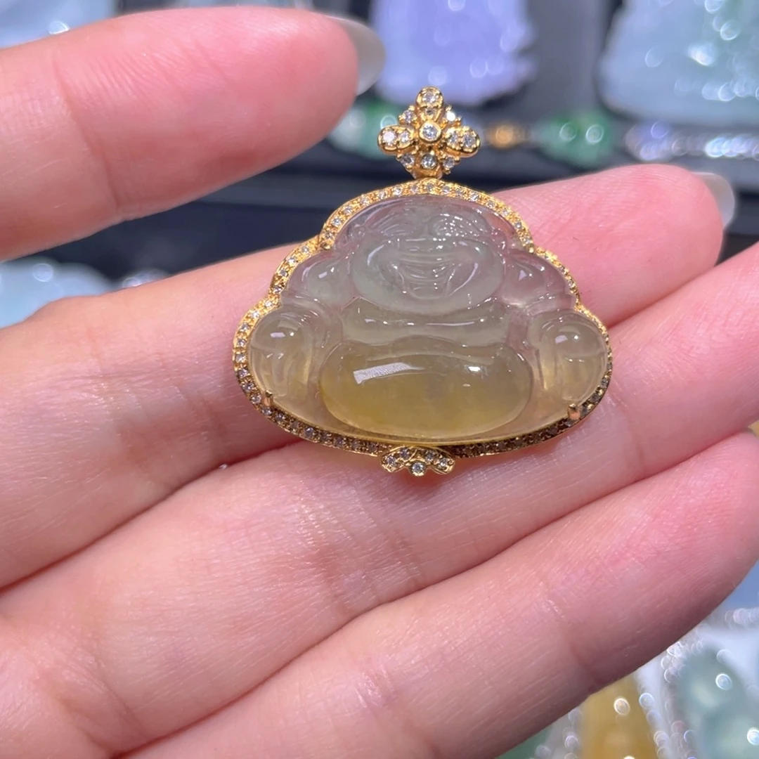 颈饰18K金镶嵌翡翠翡翠