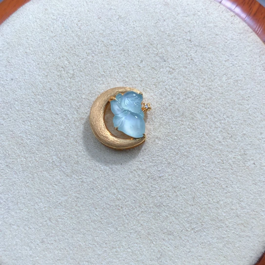 翡翠18K金镶嵌项链天使