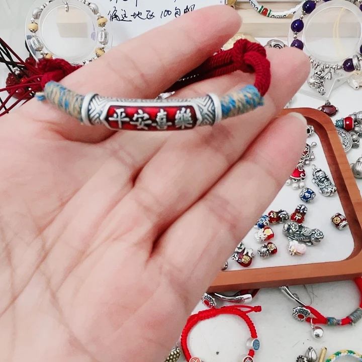 珐琅吊坠足银平安大
