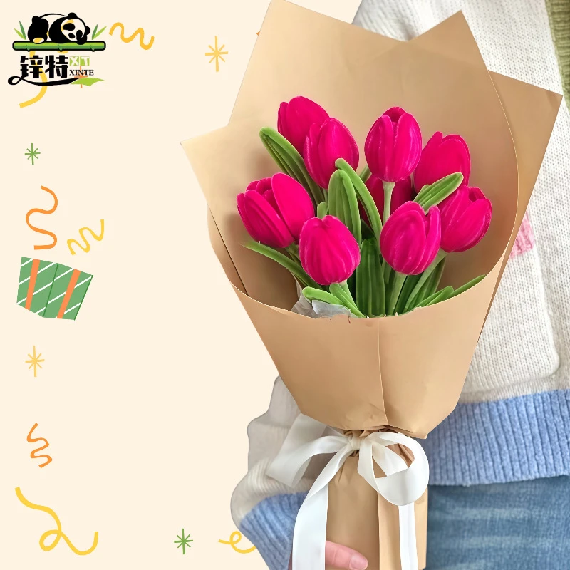 锌特扭扭棒郁金香花束手工DIY材料包材料520送女友母亲节生日礼物