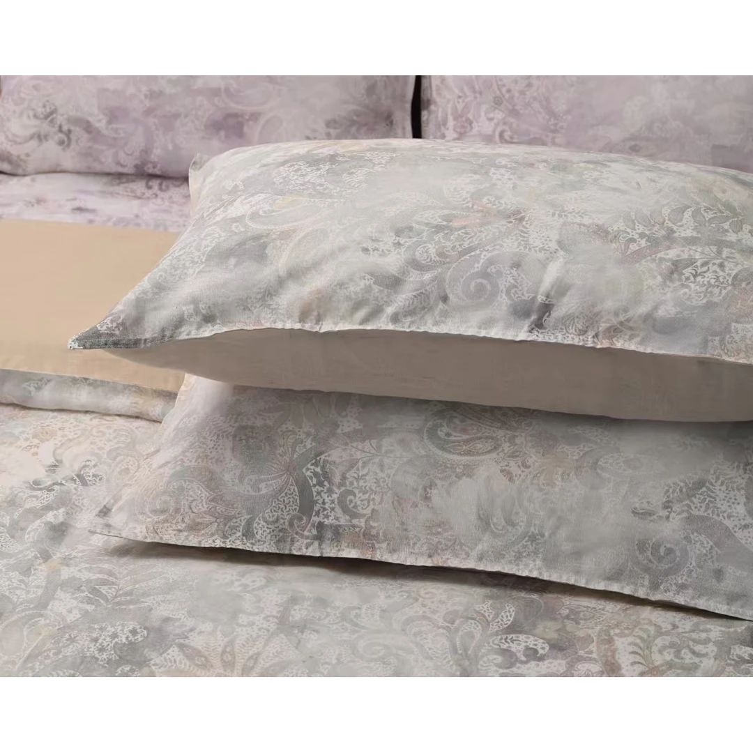 RS211 汉麻（48*74cm/对）鸢尾花米色活性印花枕卧室可拆卸枕套