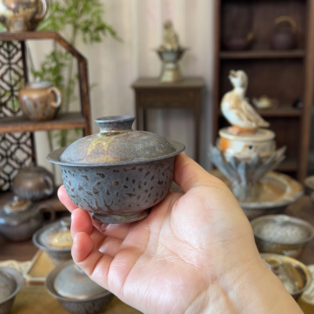 46中白精品盖碗柴烧