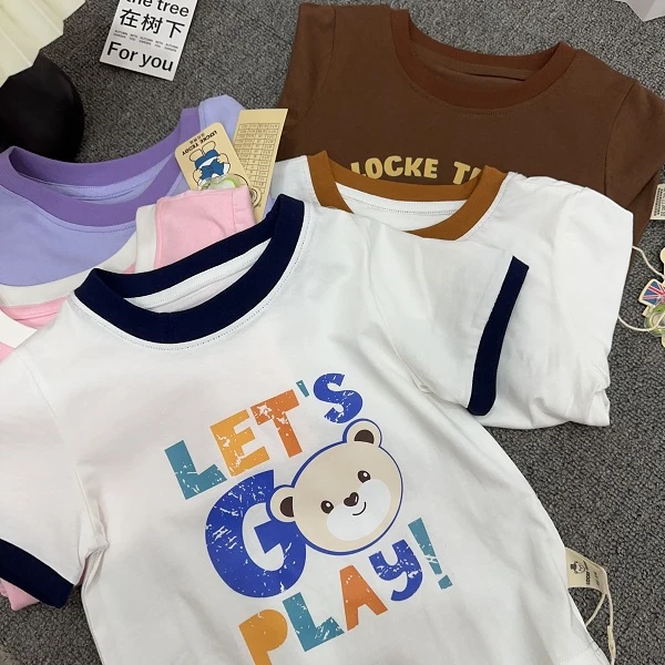 25年夏季新款男女宝宝纯棉卡通印花韩版半袖T恤（90-130）