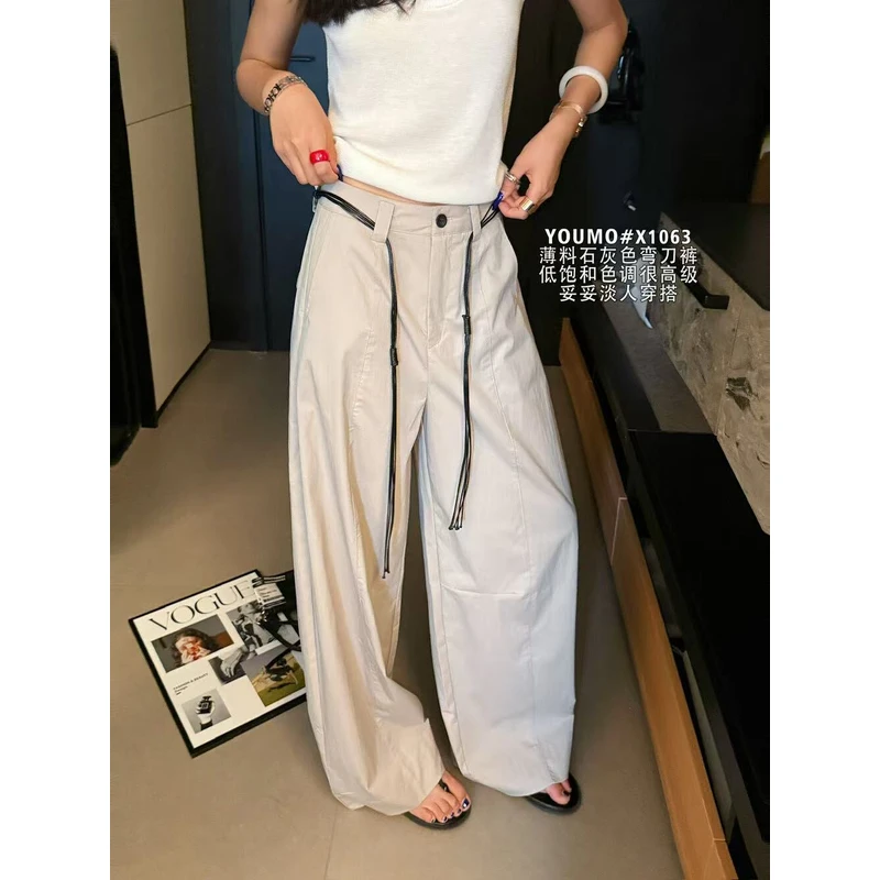 （6-8运贴）“小弯刀裤”高级感韩女西装裤夏季低饱和色调休闲弯刀