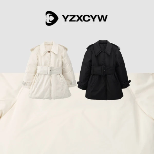 喜发发studio 婧仪同款小众时尚保暖百搭收腰羽绒服外套