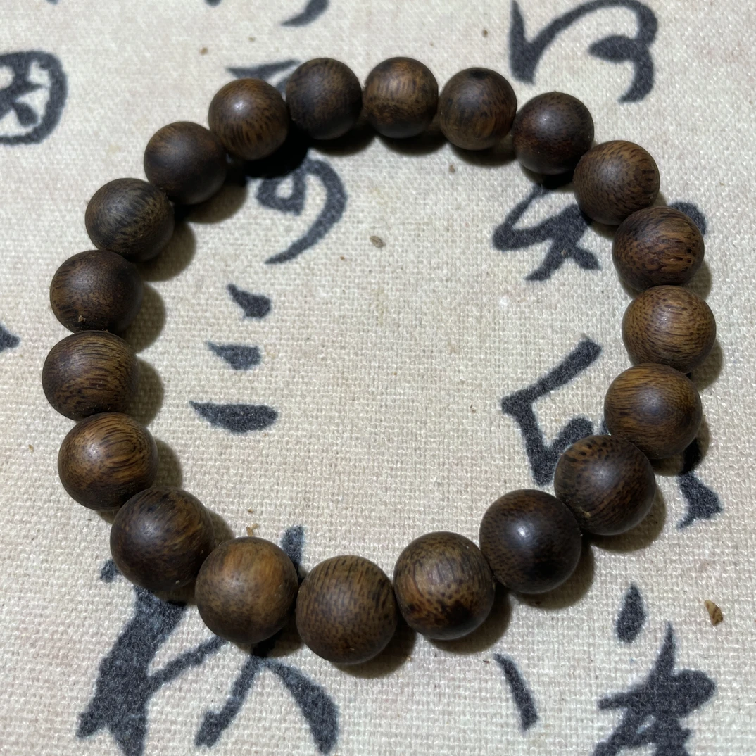 沉香（沉水）老料树心油10mm单圈圆珠20珠  种植绿奇楠