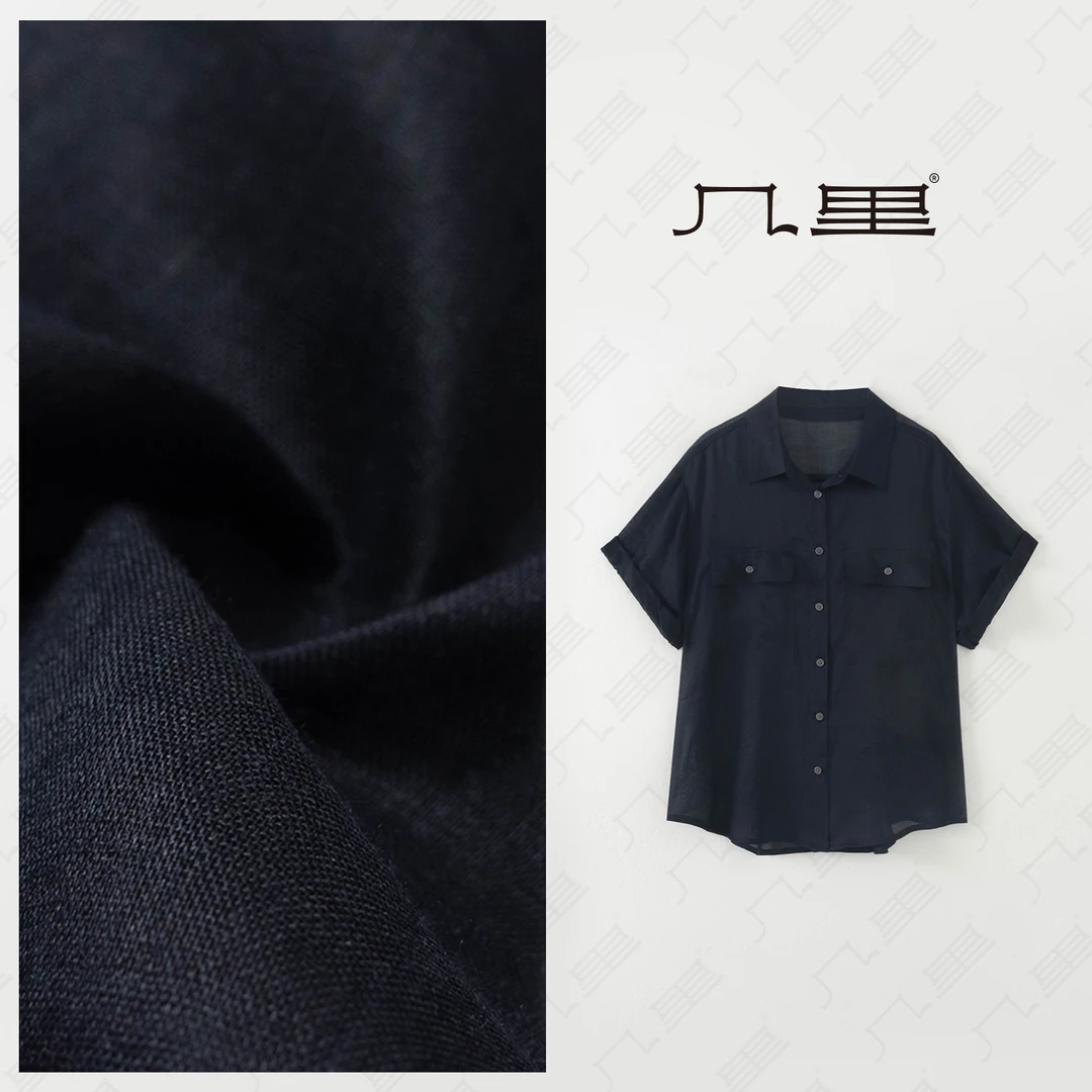 几里与麻 休闲夏季纯色短袖衬衫 衣长68 胸围113 2052954