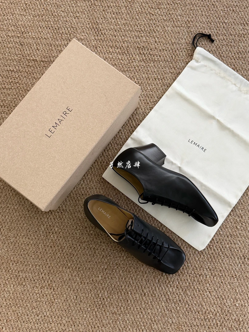 【孑然店肆】【40码特价】 lem方头系带羊皮德比高跟鞋