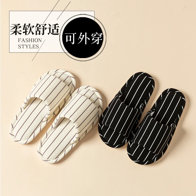 酷如意棉拖鞋女冬季新款家用软底透气吸汗四季室内防滑亚麻拖鞋女