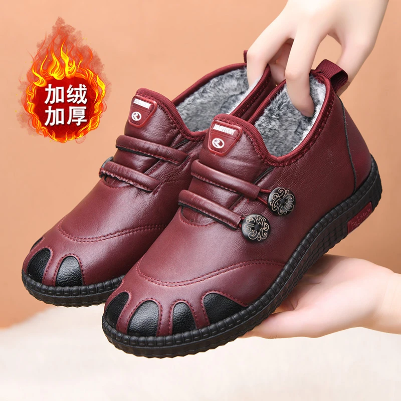 冬季新款老人加绒加厚女棉鞋保暖防滑中老年妈妈鞋老太太奶奶棉鞋