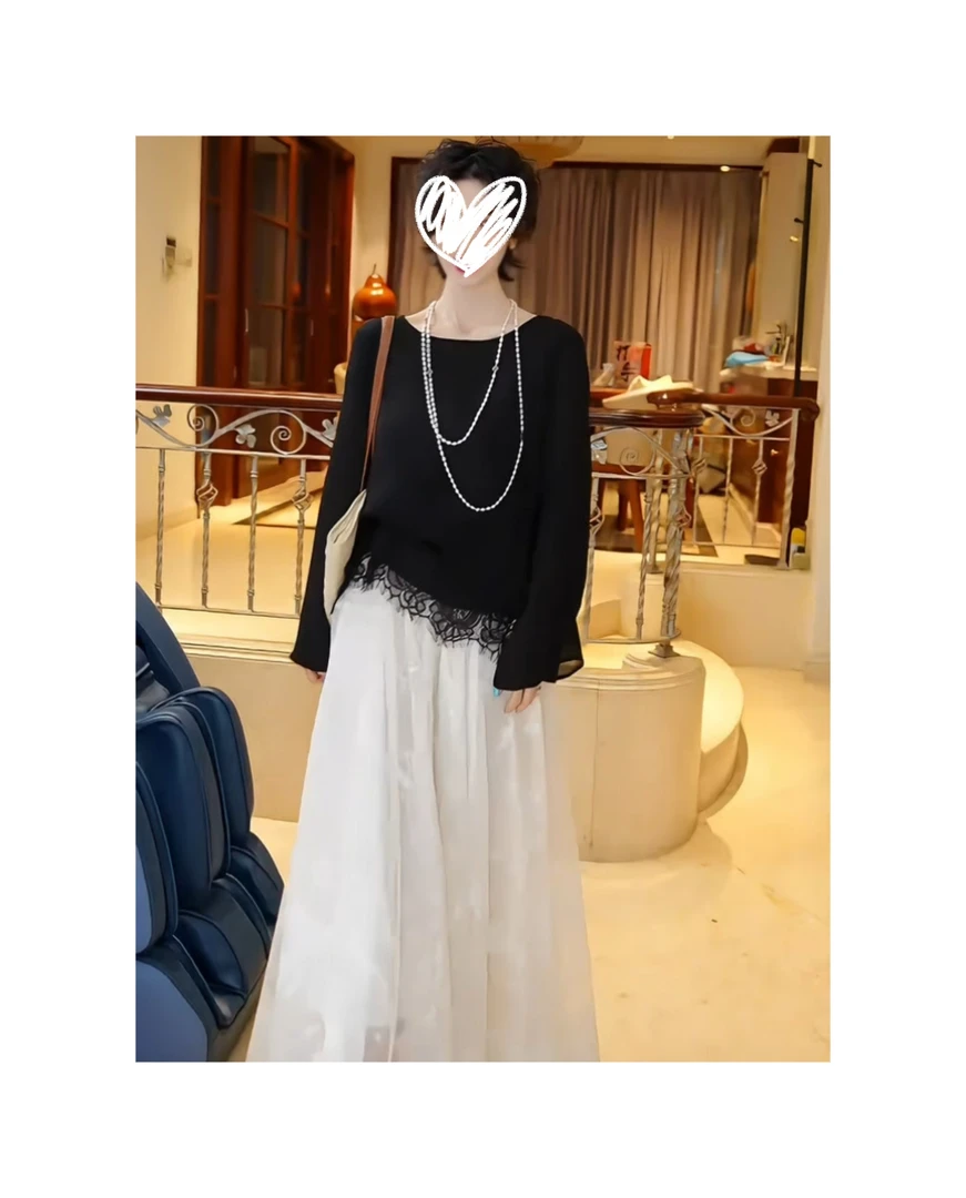 26113516【清野绿荷】高级显瘦宽松气质日常圆领上衣