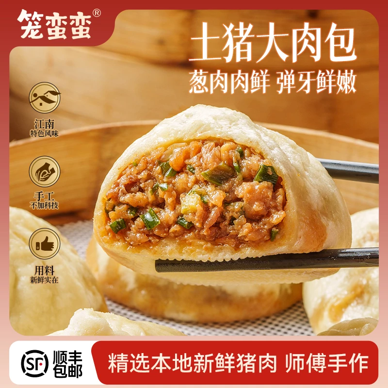 顺丰包邮纯手工鲜肉包子土猪肉酒楼早餐面点速冻半成品建德豆腐包