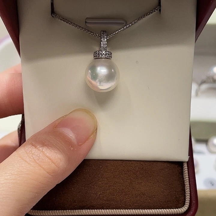 非金属11.5mm正圆无暇银蓝不带链