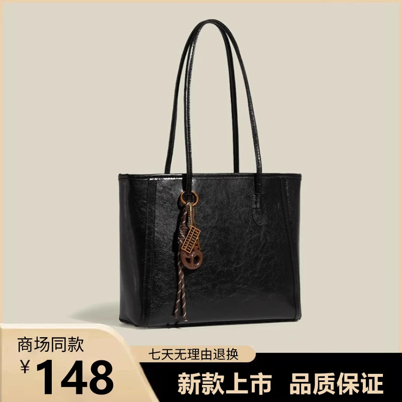 UR.最火手提黑色托特包女2025夏季新款大容量上班通勤单肩包