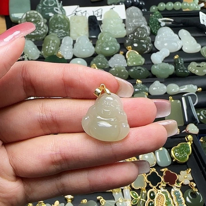 颈饰银S925镶嵌和田玉送链子送绳