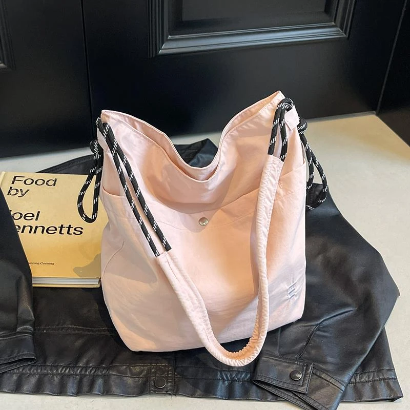 休闲单肩托特包包女日系学生上课通勤帆布袋ins百搭大容量斜挎包