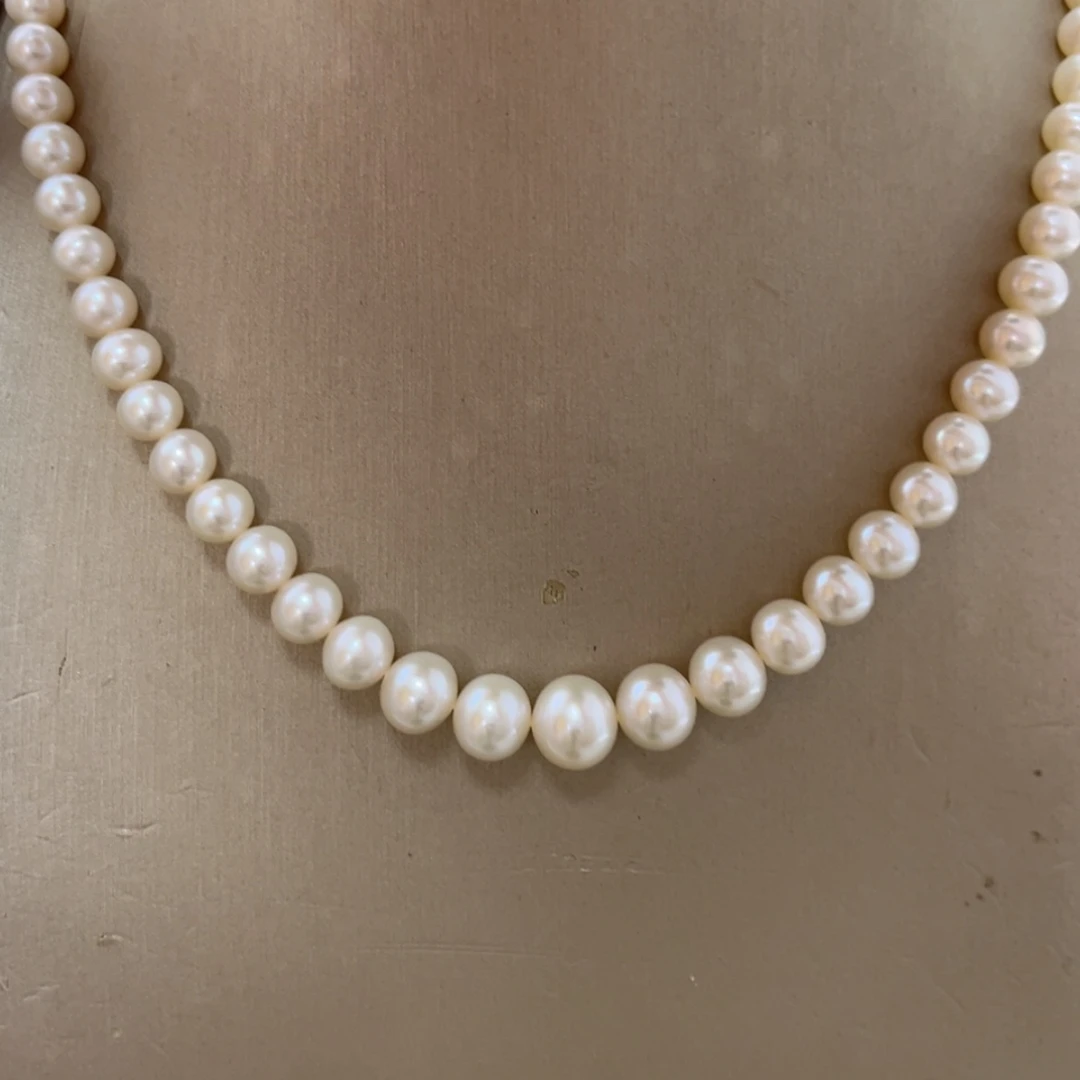 【闪购商品】淡水珍珠颈饰银S925镶嵌4-9mm塔链